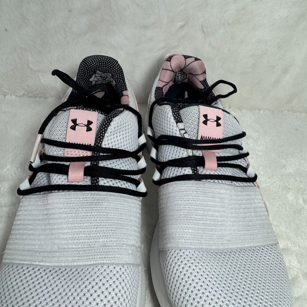 Under Armour Womens White & Pink Athletic Running Shoes Charged Breathe FN Print - Picture 4 of 8